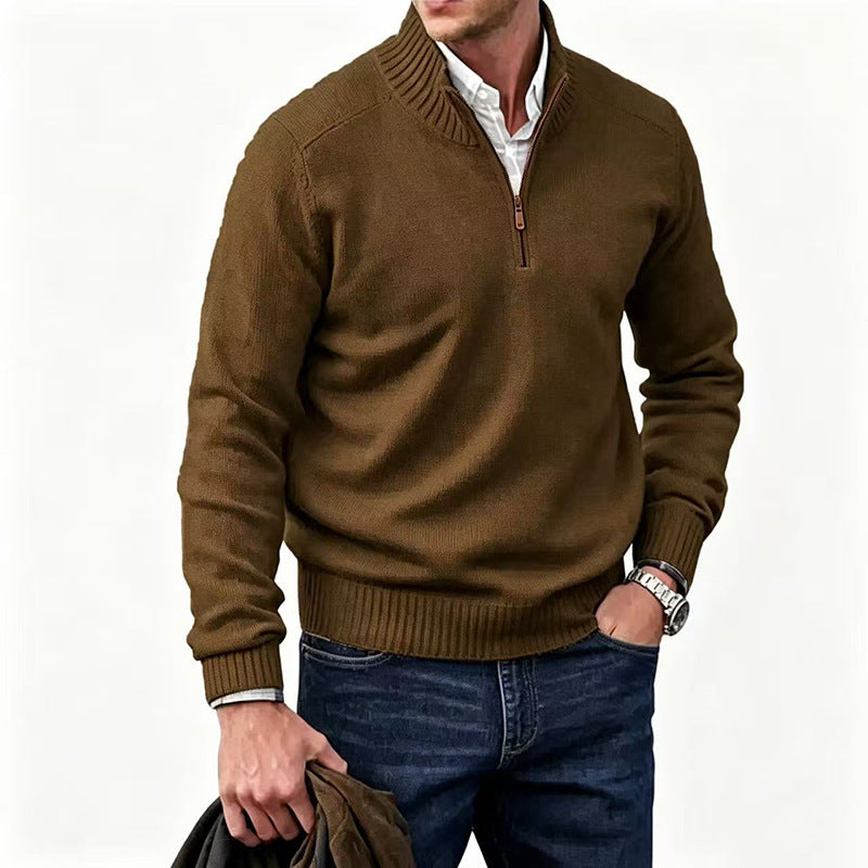 Multi‑Colored Warm Stand‑Up Collar Sweater – Perfect for Fall & Winter