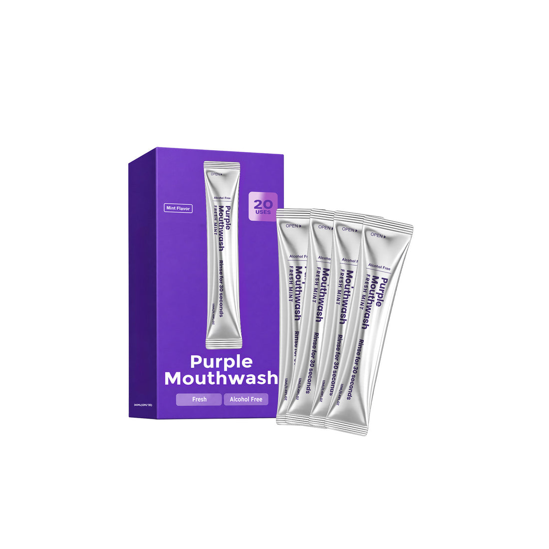 Portable Purple Mint Mouthwash for Fresh Breath