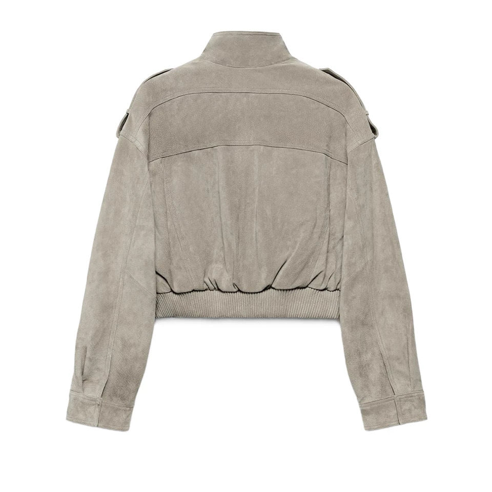 New Womens Casual Jacket with Stand‑up Collar – Wireless Charging Stand