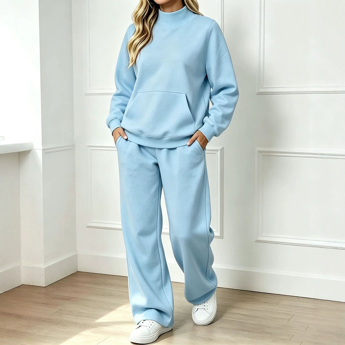 Cozy Fall Winter Mock‑Neck Sweatshirt Set