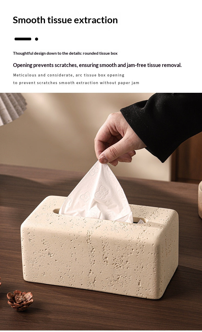 Elegant Limestone Tissue Box – Light Luxury for Living Rooms