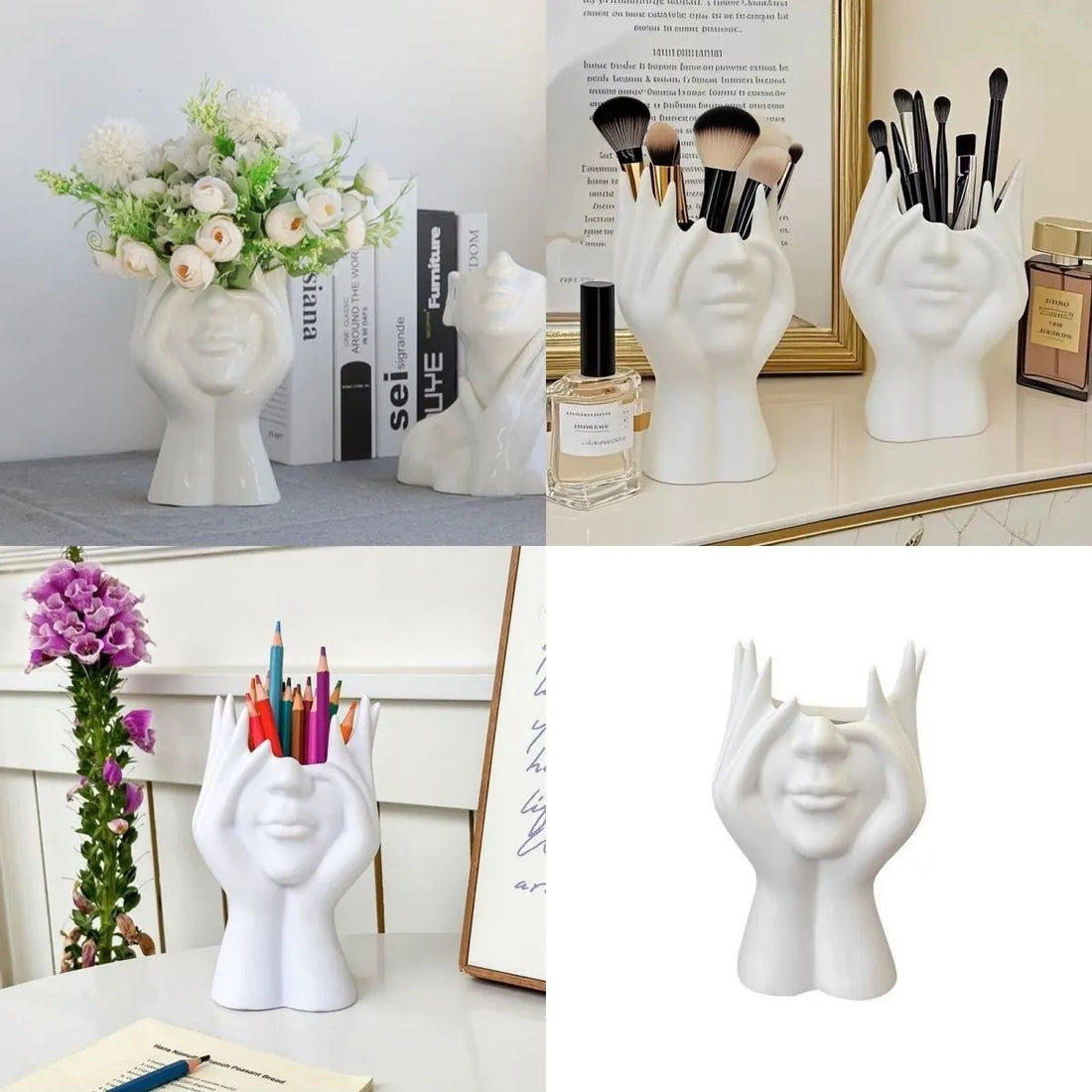 Creative Face‑Shaped Makeup Brush Holder & Portable Magnetic Phone Stand