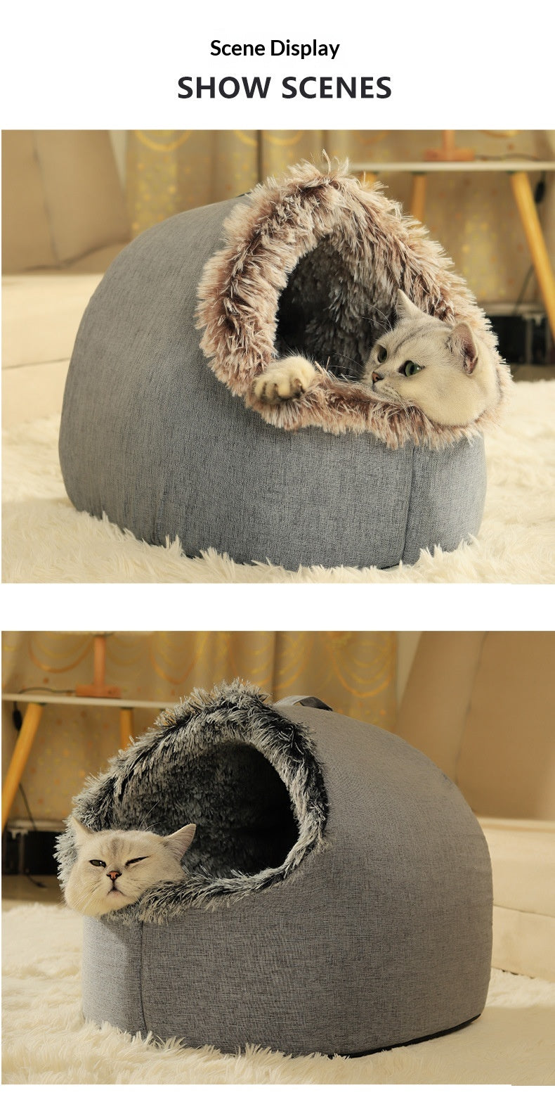 Cozy Compact Folding Picnic Blanket – Warm Cat Bed & House