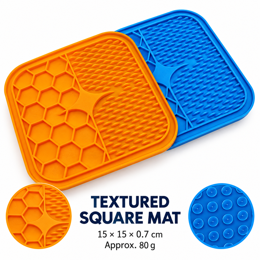 Dual Texture Pet Lick Mat For Dogs And Cats, Square Feeding Pad With S