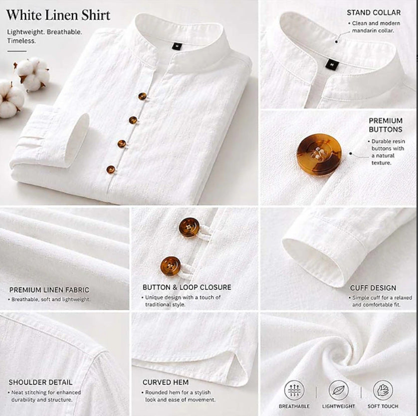 Men's Retro Stand-Neck Casual Long Sleeve Shirt