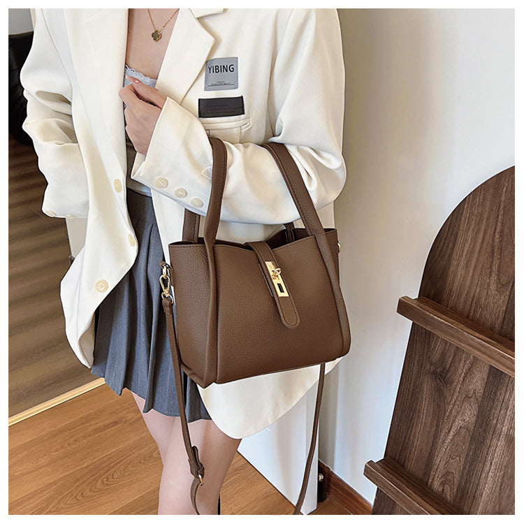 Retro Shoulder Messenger Bag – Textured Bucket Design