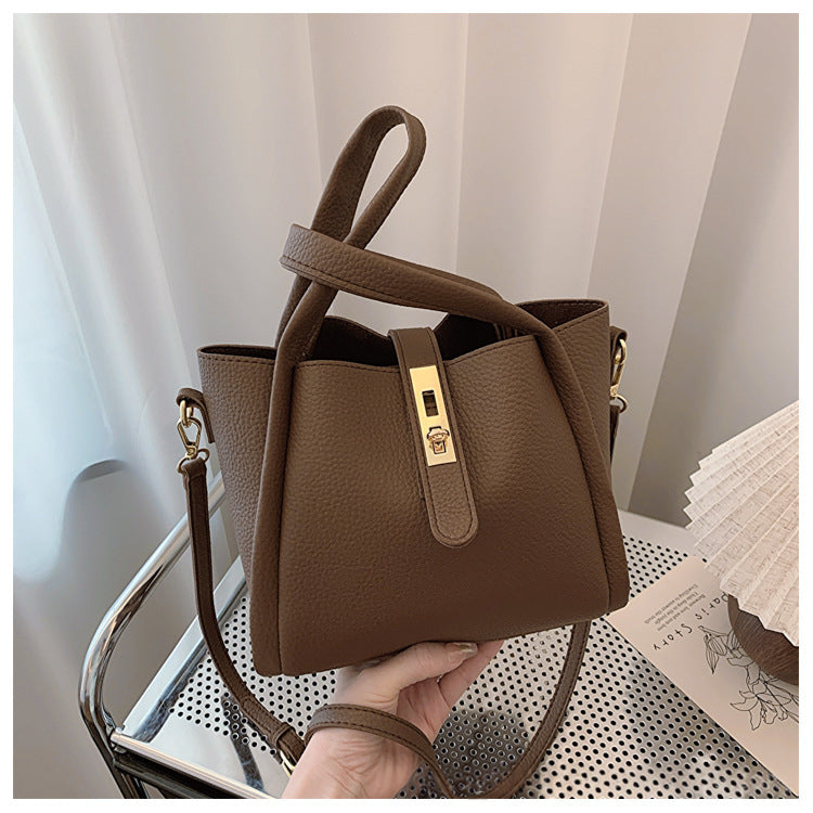 Retro Shoulder Messenger Bag – Textured Bucket Design