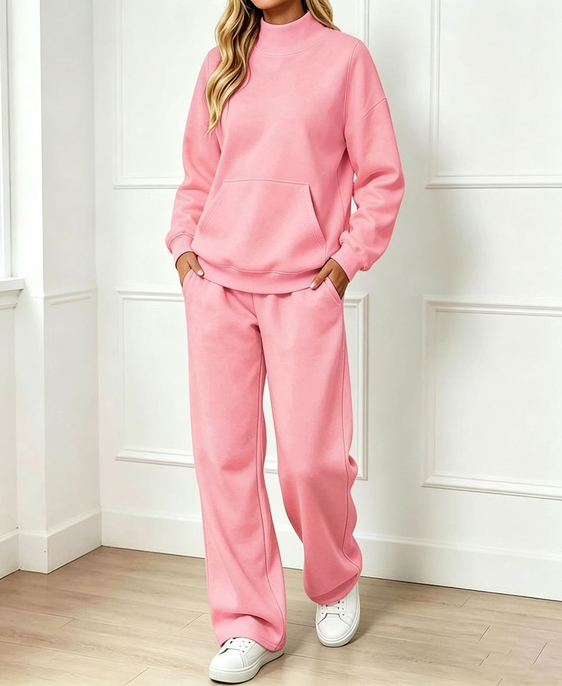 Cozy Fall Winter Mock‑Neck Sweatshirt Set