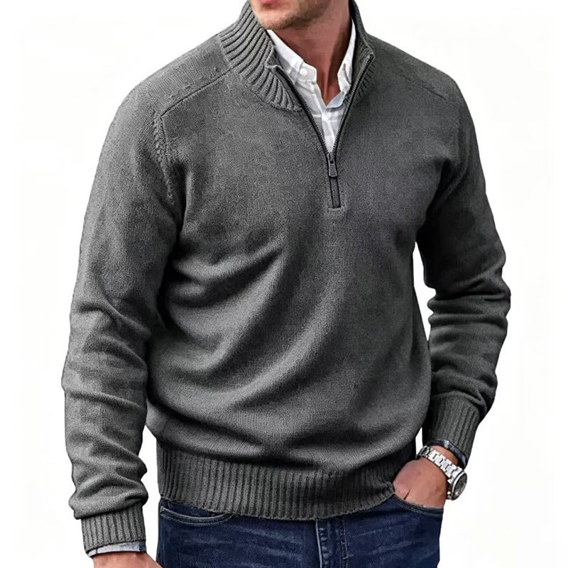Multi‑Colored Warm Stand‑Up Collar Sweater – Perfect for Fall & Winter