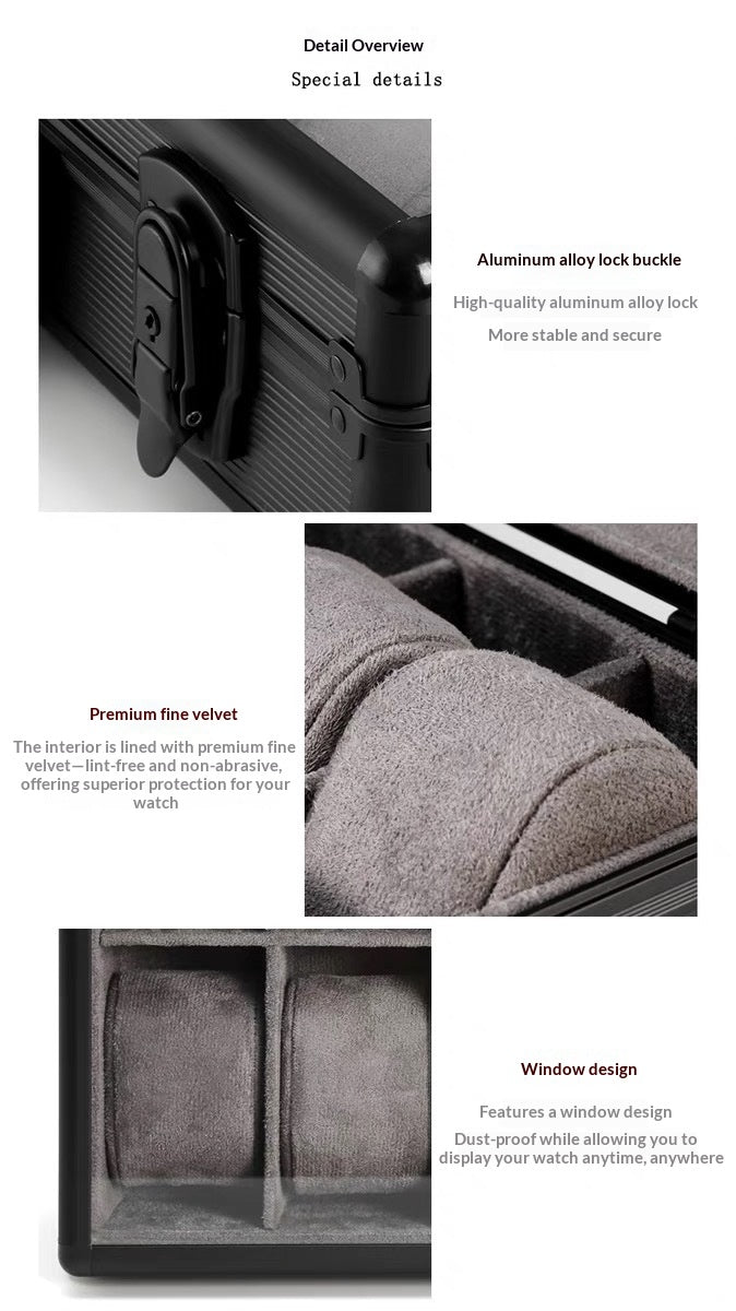 Aluminum Alloy Watch & Jewelry Storage Box – Portable Folding Travel Lunch Box