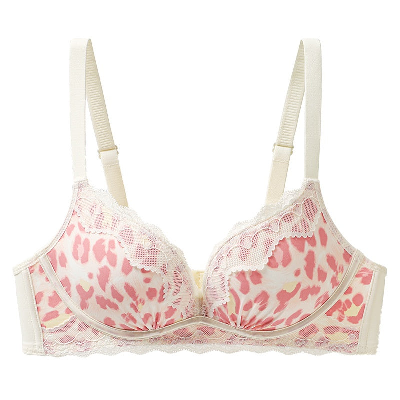 Leopard Print Deep V‑Neck Bra – Peach Cups