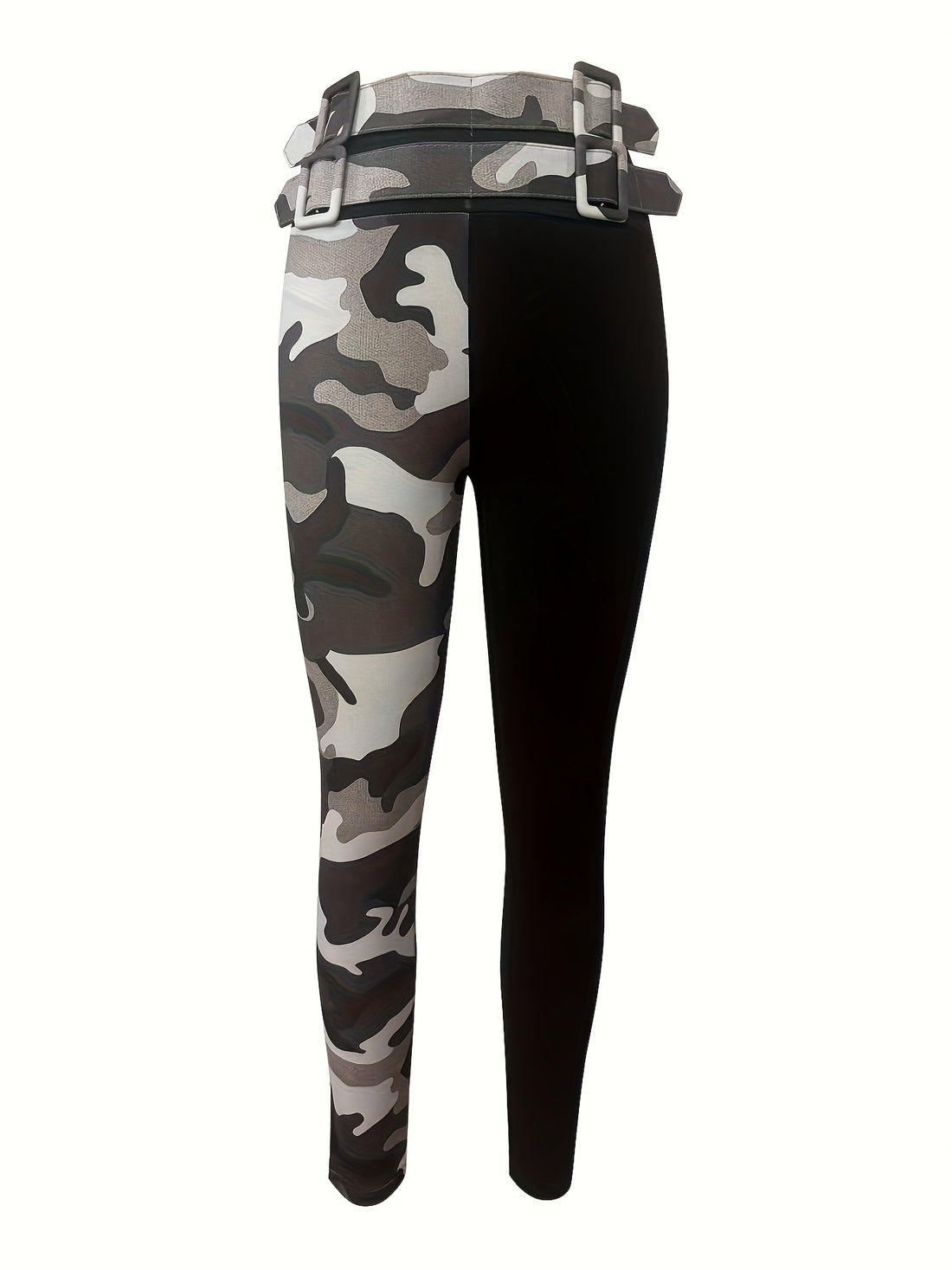 Stylish Color‑Block Leather Belt & Tight‑Fitting High‑Waisted Leggings