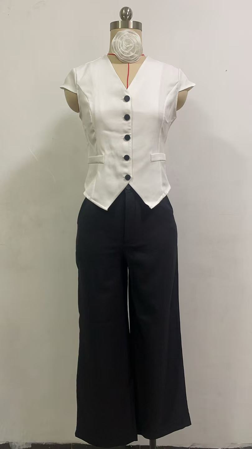Sleeveless Top And Straight-leg Pants Fashion Set