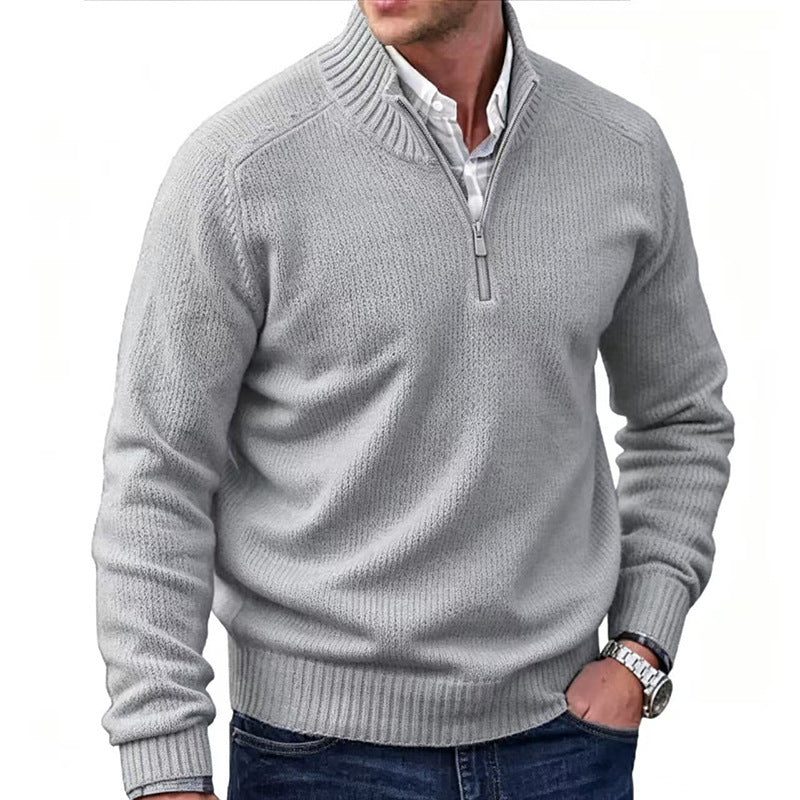Multi‑Colored Warm Stand‑Up Collar Sweater – Perfect for Fall & Winter