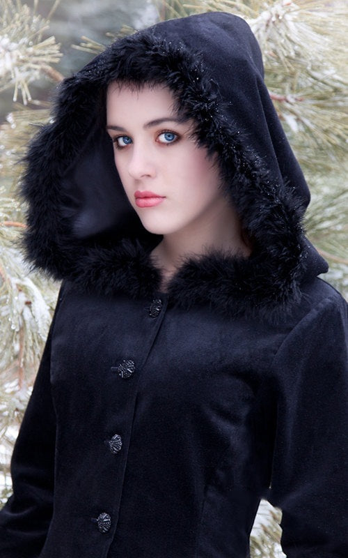 Adjustable Retro Fur Collar Hood Trench Coat – Large Swing Design
