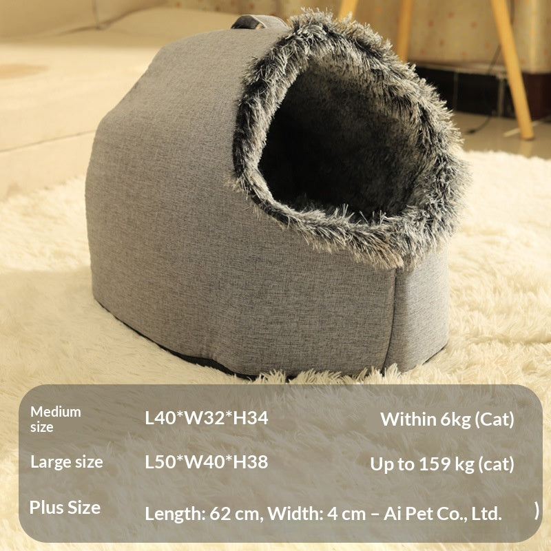Cozy Compact Folding Picnic Blanket – Warm Cat Bed & House