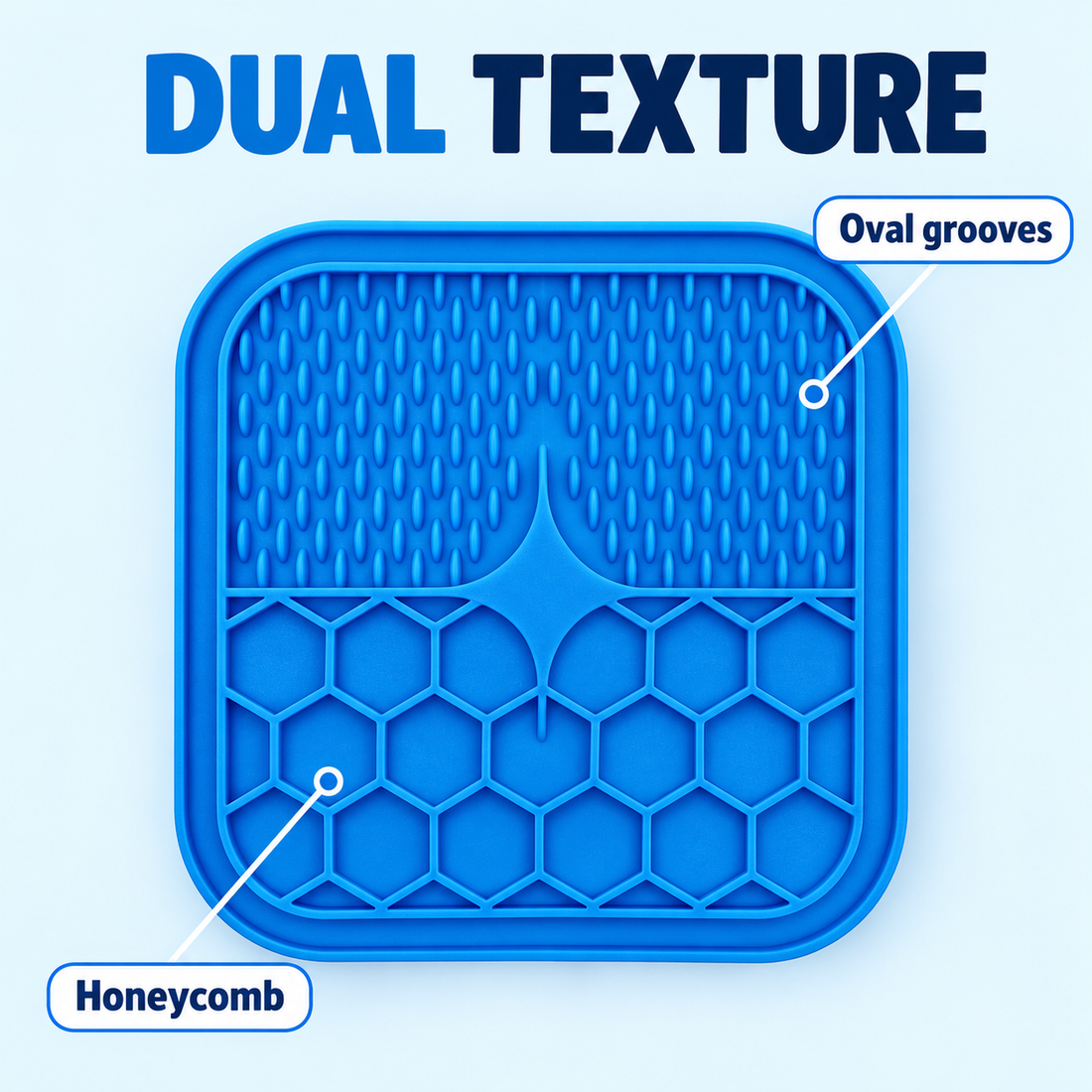Dual Texture Pet Lick Mat For Dogs And Cats, Square Feeding Pad With S