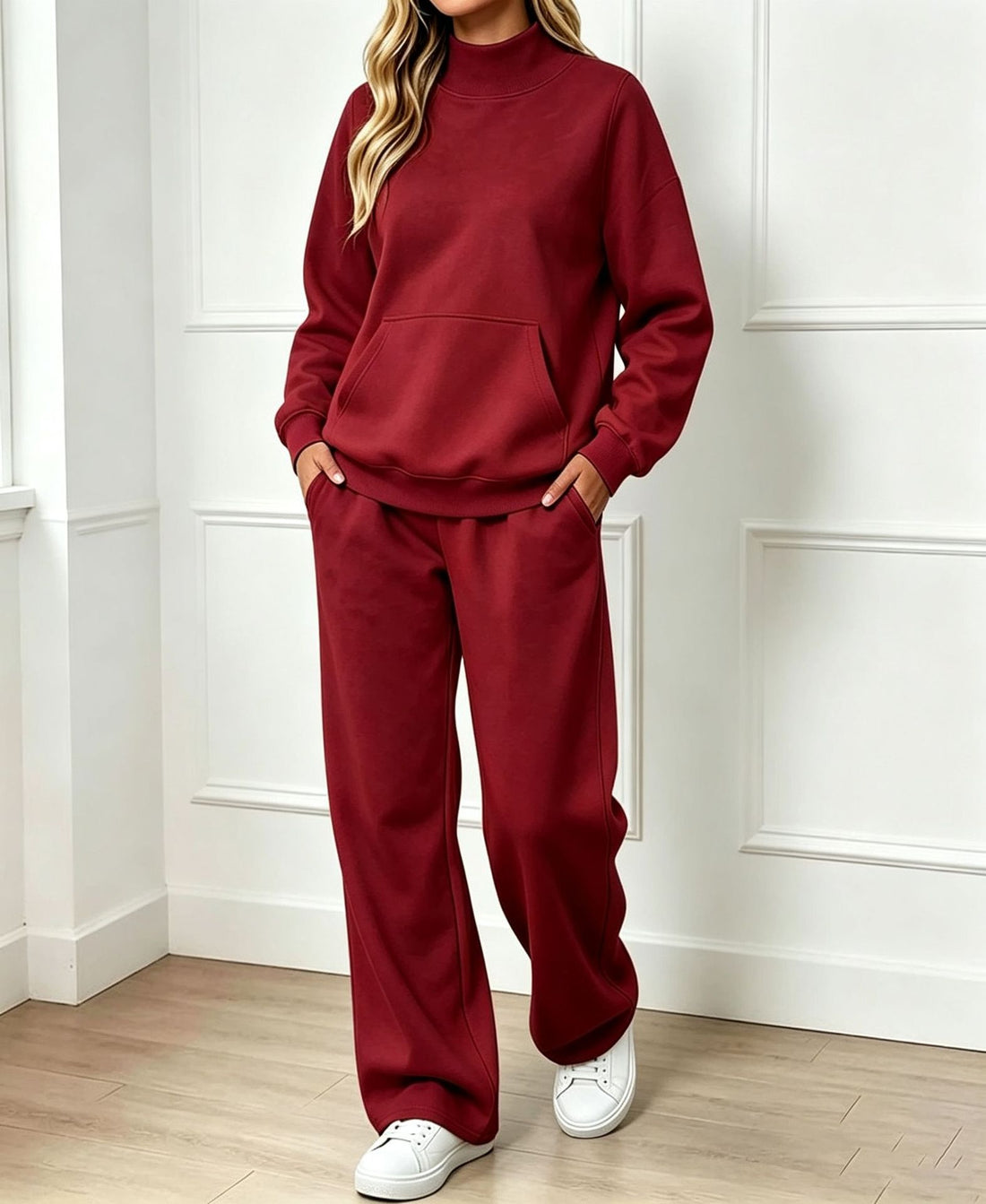 Cozy Fall Winter Mock‑Neck Sweatshirt Set