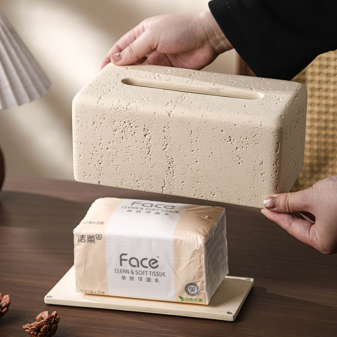 Elegant Limestone Tissue Box – Light Luxury for Living Rooms