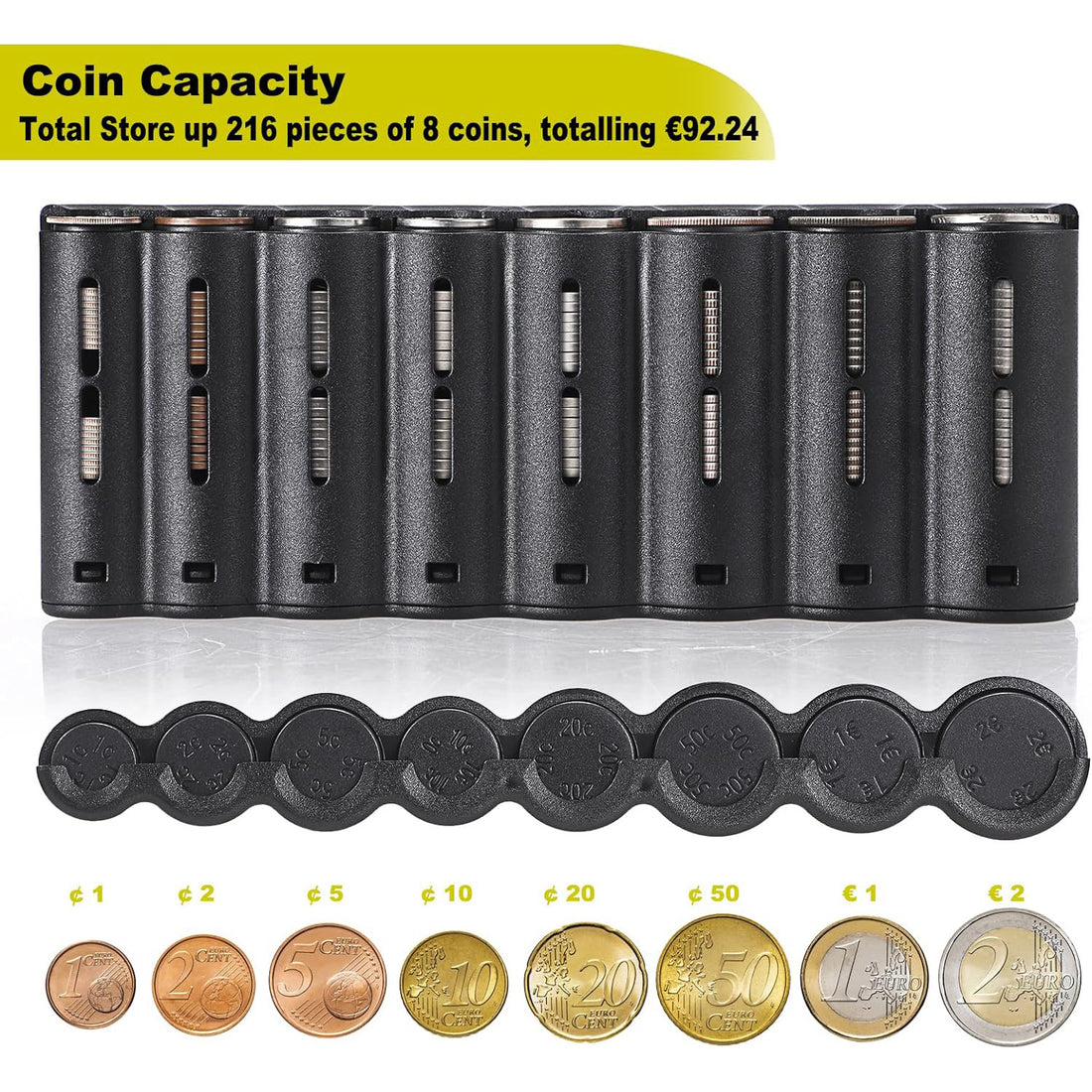Compact Euro Coin Holder – Collapsible Storage Jar