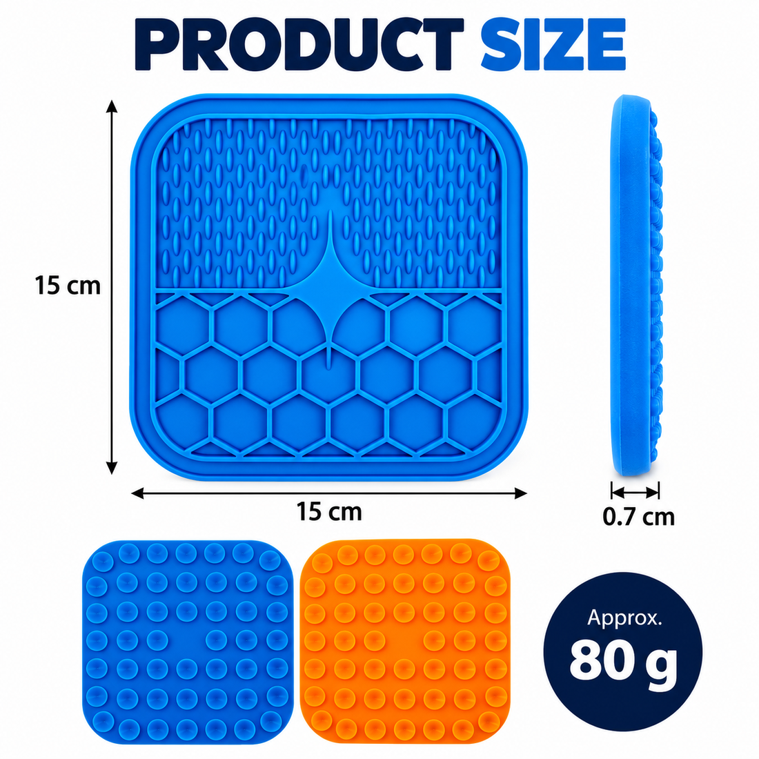 Dual Texture Pet Lick Mat For Dogs And Cats, Square Feeding Pad With S