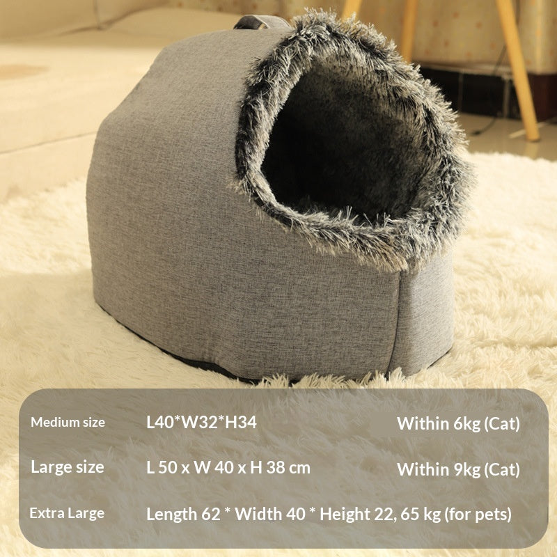 Cozy Compact Folding Picnic Blanket – Warm Cat Bed & House