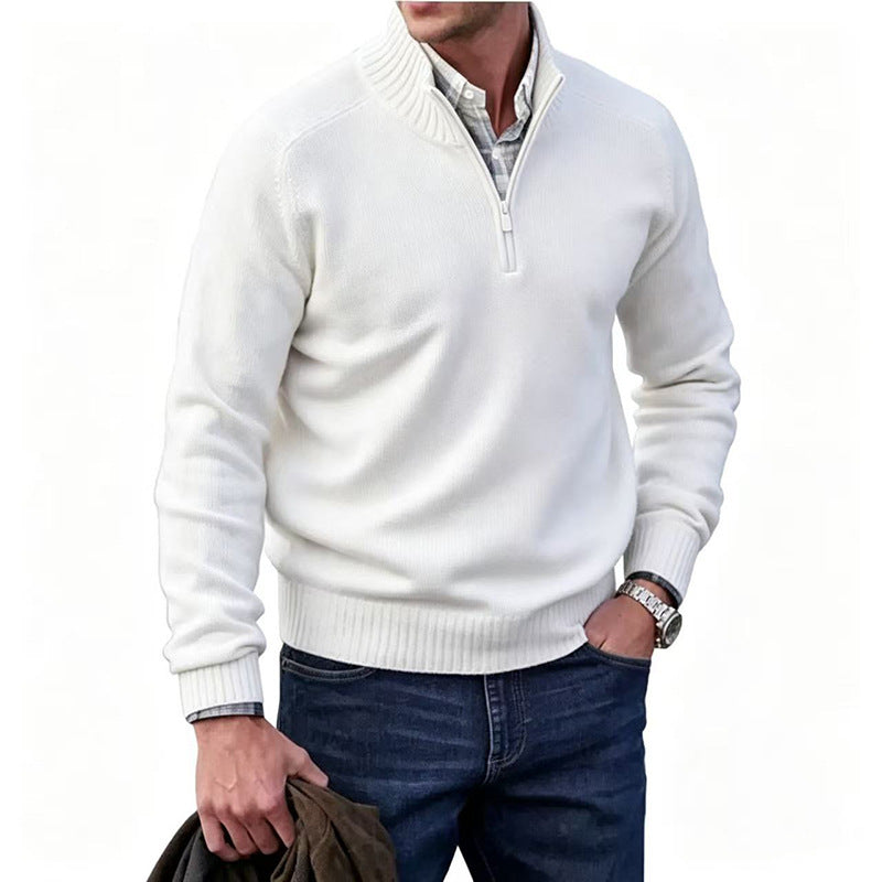 Multi‑Colored Warm Stand‑Up Collar Sweater – Perfect for Fall & Winter