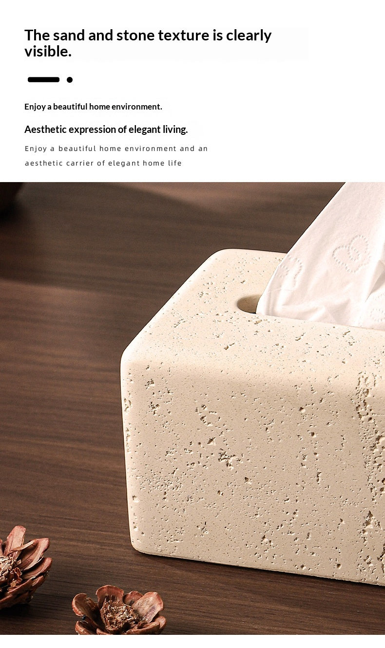 Elegant Limestone Tissue Box – Light Luxury for Living Rooms