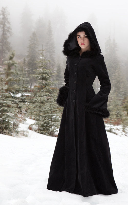 Adjustable Retro Fur Collar Hood Trench Coat – Large Swing Design