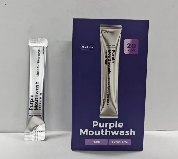 Portable Purple Mint Mouthwash for Fresh Breath
