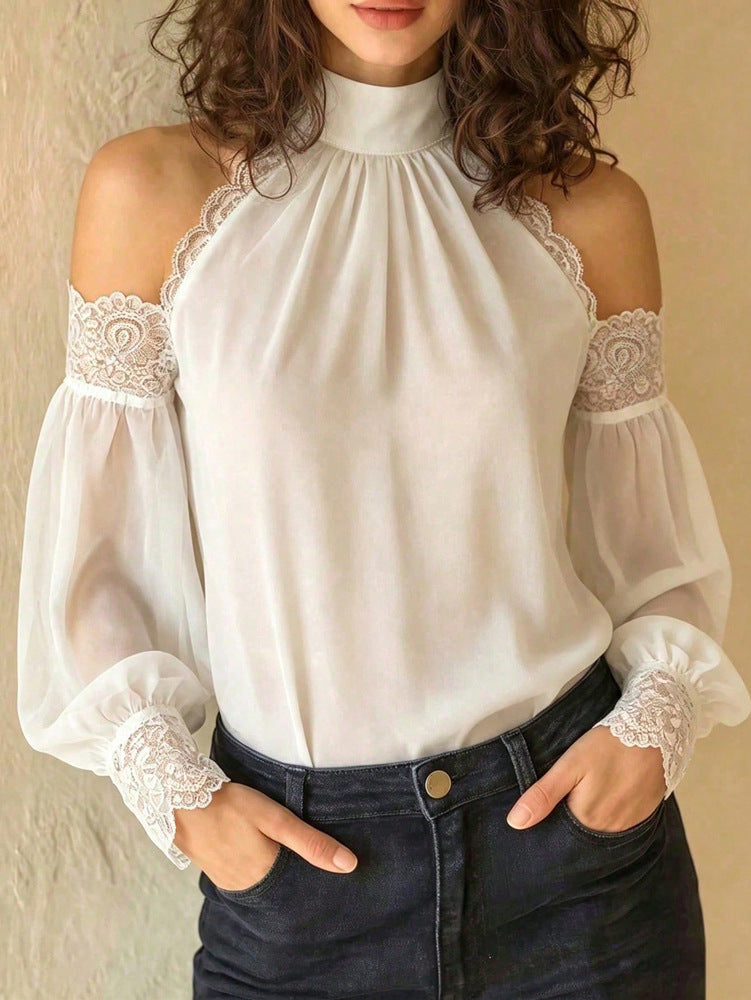 Portable Camping Lantern Sleeve Blouse – Loose Fit, Long Sleeve Top