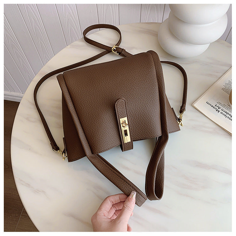 Retro Shoulder Messenger Bag – Textured Bucket Design