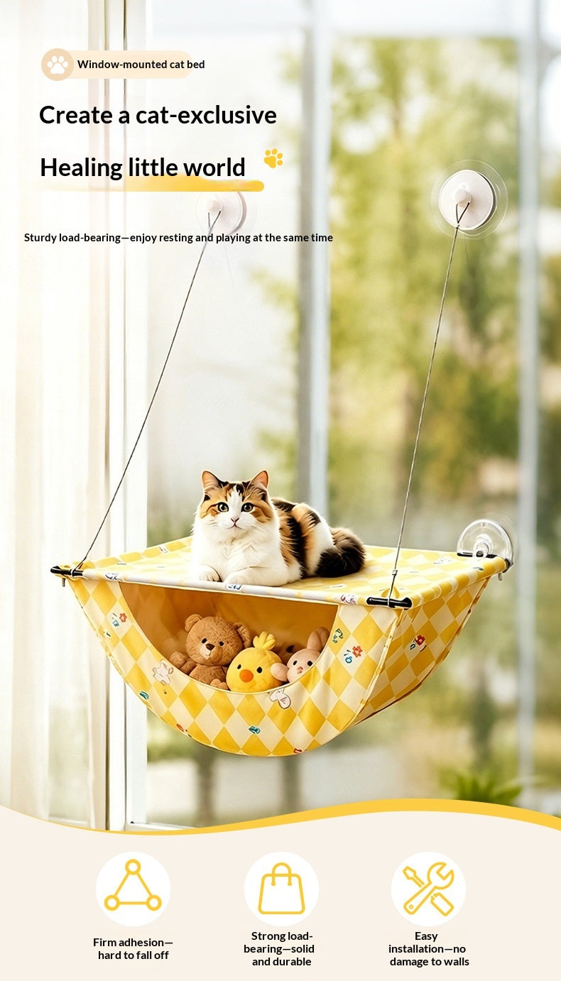 Compact Folding Cat Hammock Window Bed – Suction‑Cup Strong