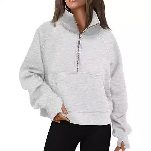 Comfortable Fleece Half-Zip Stand Collar Sweater