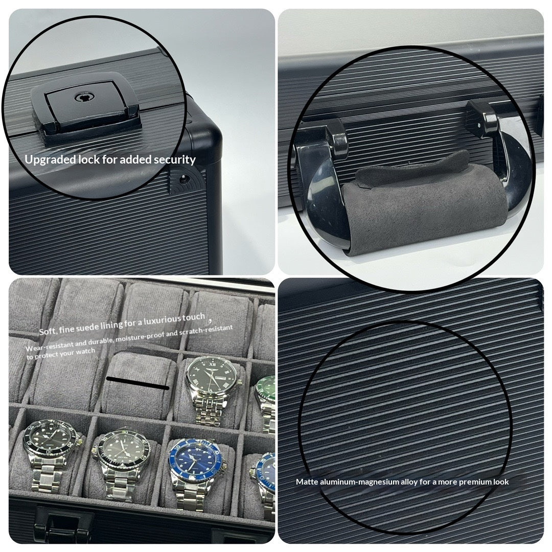 Aluminum Alloy Watch & Jewelry Storage Box – Portable Folding Travel Lunch Box