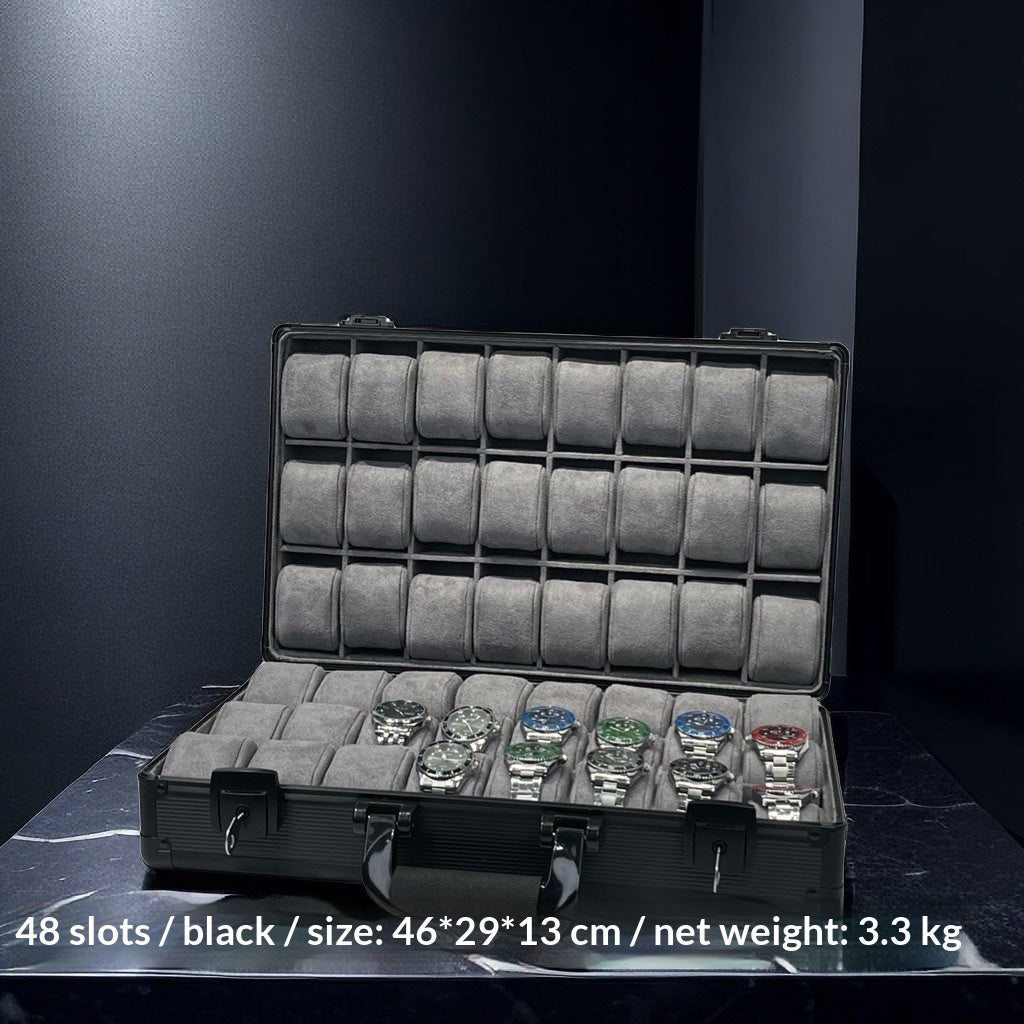 Aluminum Alloy Watch & Jewelry Storage Box – Portable Folding Travel Lunch Box