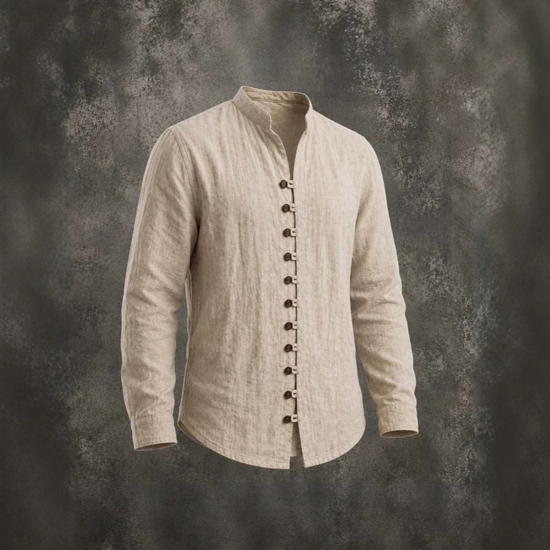 Men's Retro Stand-Neck Casual Long Sleeve Shirt