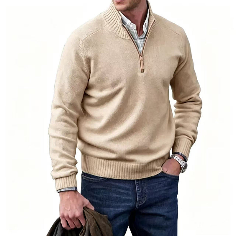 Multi‑Colored Warm Stand‑Up Collar Sweater – Perfect for Fall & Winter