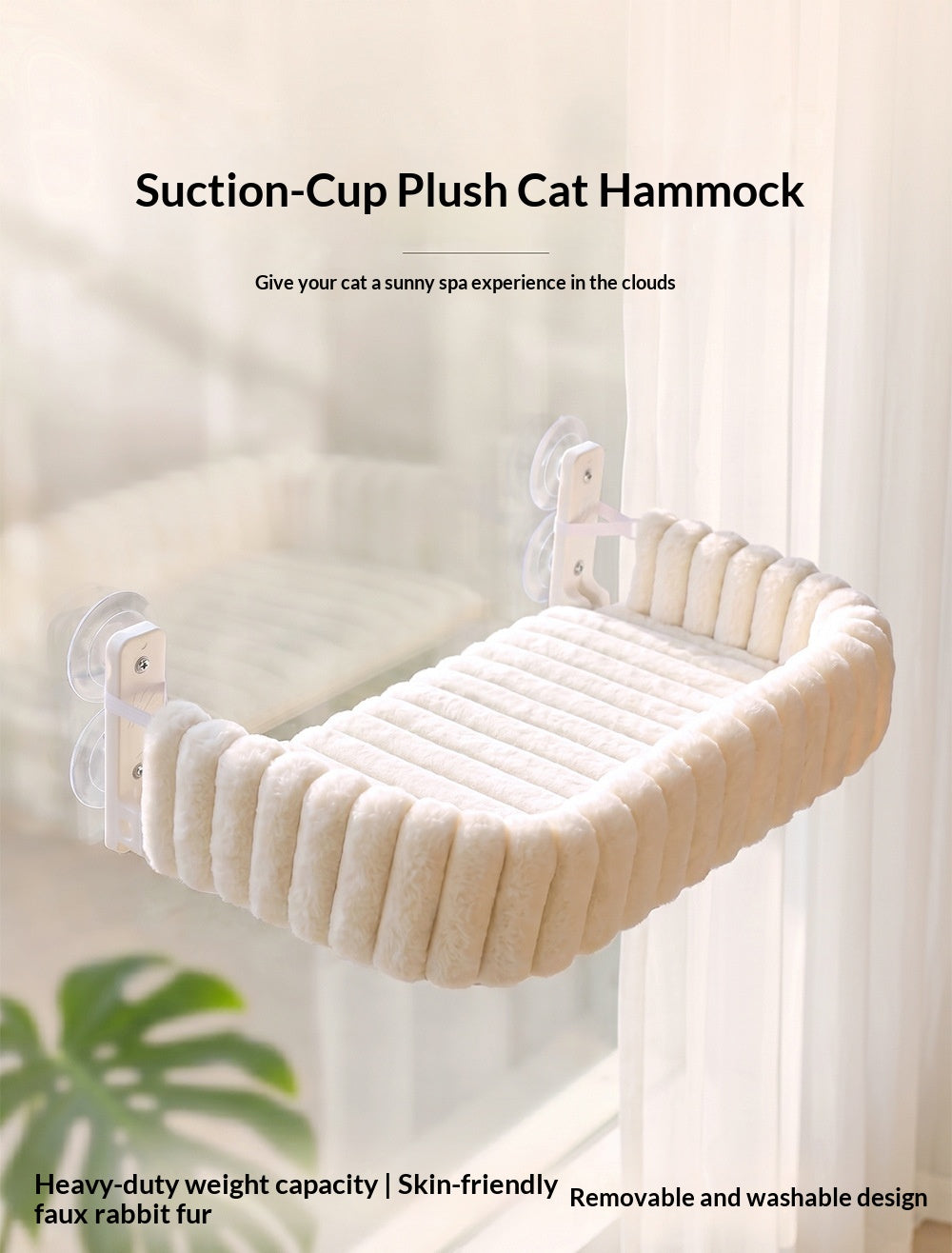 Hanging Suction-Cup Plush Cat Hammock