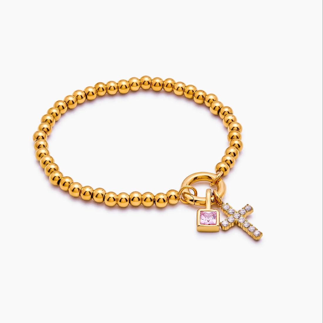 Stainless Steel 18K Vacuum Plated Round Bead Bracelet
