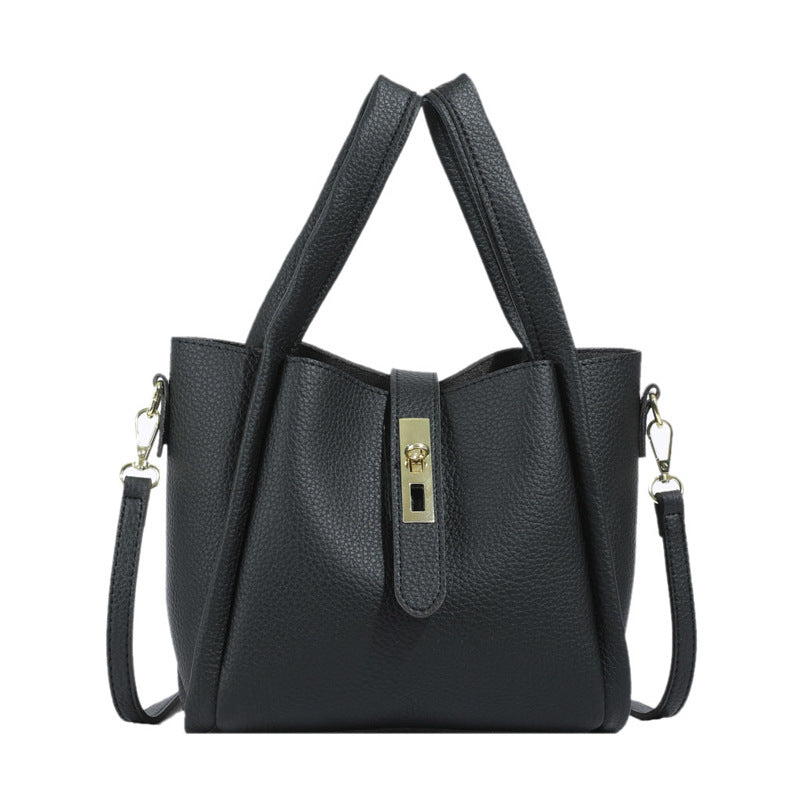 Retro Shoulder Messenger Bag – Textured Bucket Design