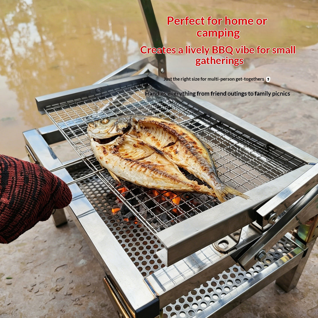 Portable Stainless Steel Folding BBQ Grill – Compact Picnic Table
