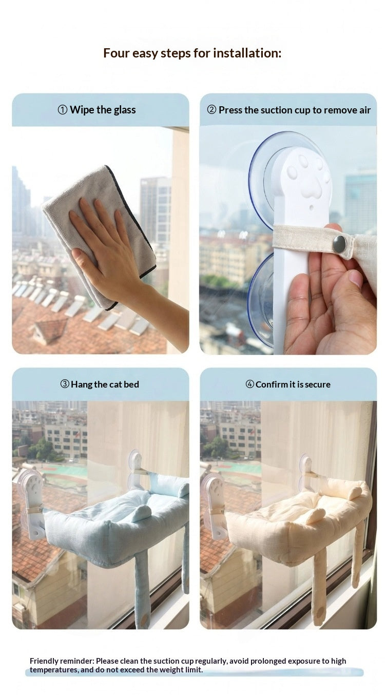 Foldable Cat Hammock with Powerful Suction Cups