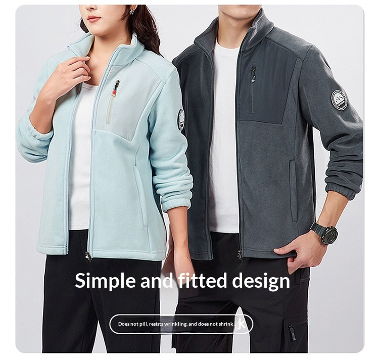 Couple’s Fleece Jacket With Stand‑Up Collar
