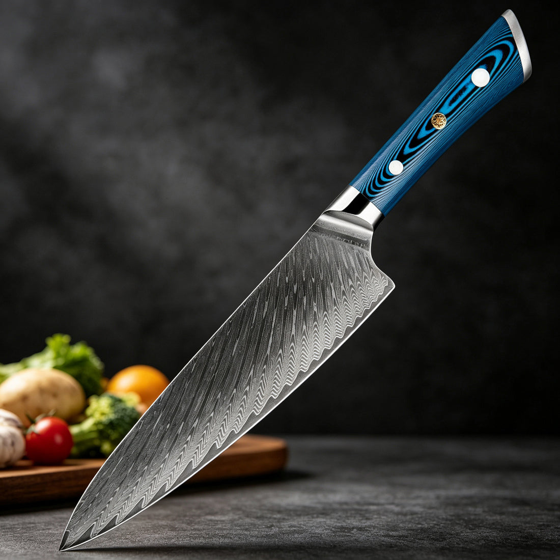 Compact Damascus Steel Chefs Knife – Pocket‑Ready Multi‑Tool