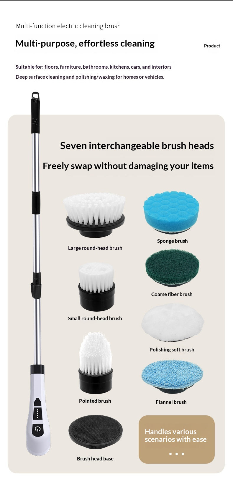 Compact Reusable Silicone Dish Brush – 7‑in‑1 Cordless Cleaning Power