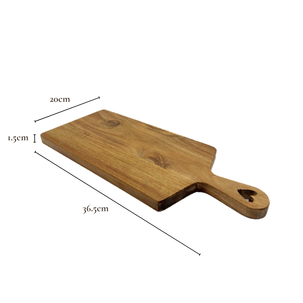 Elegant Heart‑Handle Acacia Serving Tray – Multi‑Purpose Wood Paddle Board