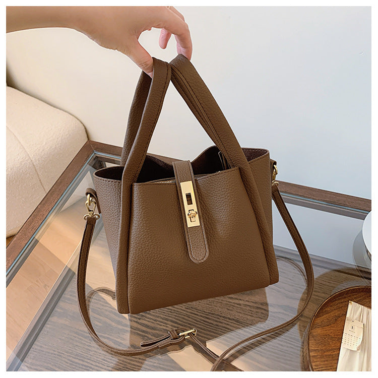 Retro Shoulder Messenger Bag – Textured Bucket Design