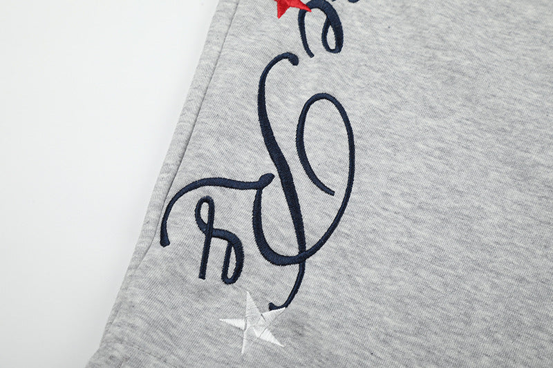 Retro Flag Letter Embroidery Print Sabre-cut Casual Pants For Men