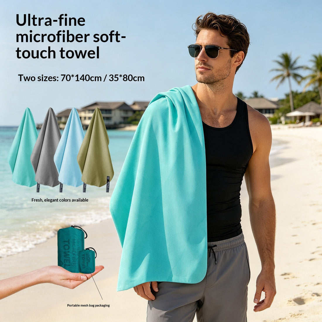 Ultra-Fine Fiber Quick-Drying Compact Travel Microfiber Towel